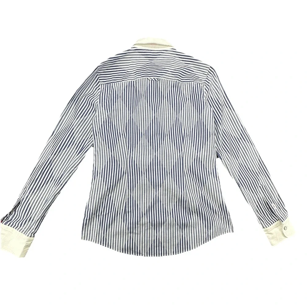 Brooks Brothers Red Fleece Womens 0 Blue White Stripe Button Down Cotton Shirt - Picture 2 of 8